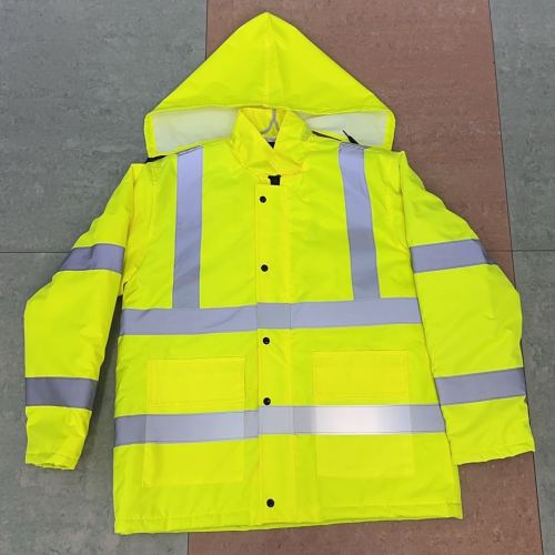 反光条设计棉服荧光绿拉链纽扣保暖