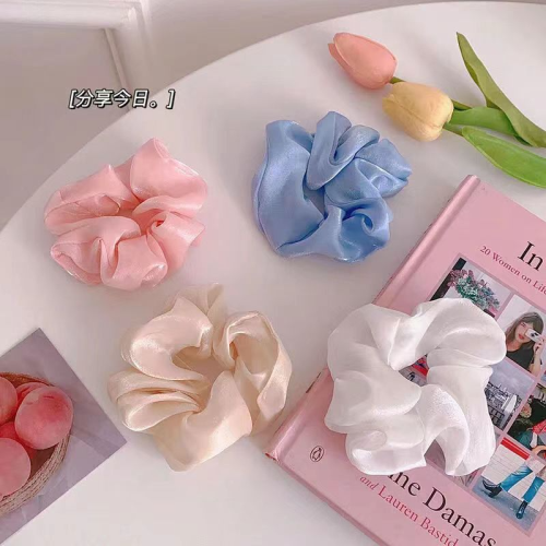 new large intestine hair ring mixed color gauze bright surface hair accessories hair ring