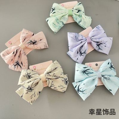 Fresh Ink Painting Mori Style Super Fairy Bow New Back Head Elegant Hair Clip Hairpin National Style Hair Accessories