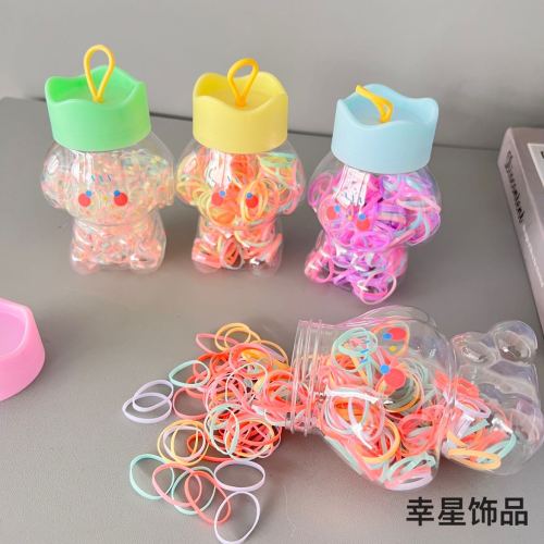 瓶装彩黑色一次性加粗加厚小皮筋儿童专用发圈耐用高弹力头绳发品