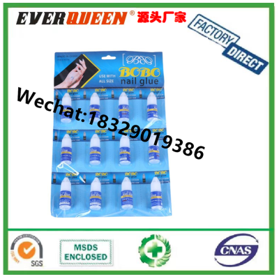 BYB BOBO ANTONIO 12 Pcs Hanging Card Nail Glue 3G Nail Glue Byb Powder Label with Brush Glue