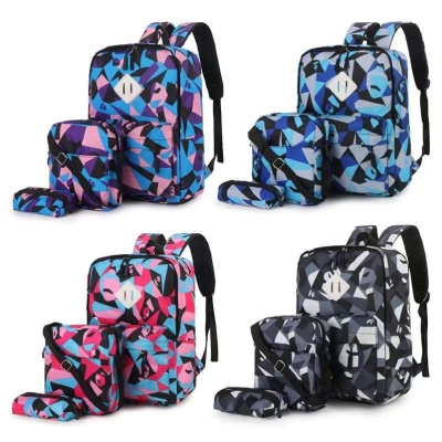 Three-Piece Flower Backpack Schoolbag Backpack School Bag