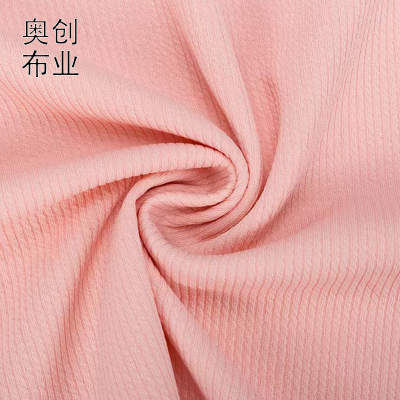 250G Snake Cloth Knitted Ribbed Cloth Elastic Jacquard Fabric Sunken Stripe Polyester Twist Thread Straight Bubble