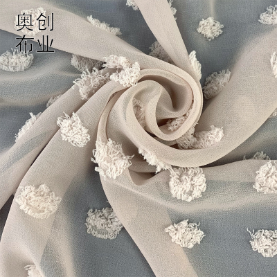 High Twist Cut Flower Chiffon Big Fur Ball Dot Ball Jacquard Fabric Children's Clothing Ancient Chinese Clothing Dress 