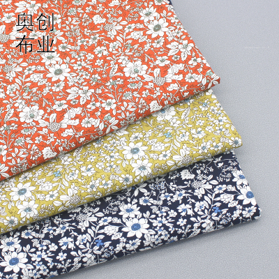 Cotton Printed Poplin Pastoral Style Small Floral Fabric Dress Tie Shirt 40 Headscarf Silk Scarf Fabric