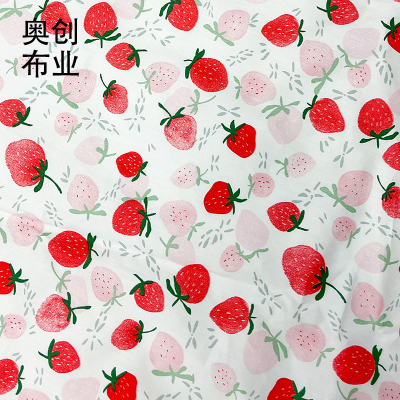 Cotton Print Fabric Cartoon Strawberry Fruit Cute Dress Fabric Children's Fresh Bed Sheet Quilt Cover Fabric