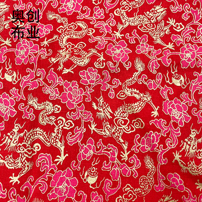 Cotton Bronzing Printing Fabric National Style Vintage Dragon Pattern Bag Handmade Diy Fabric Cheongsam Headdress Decorative Cloth