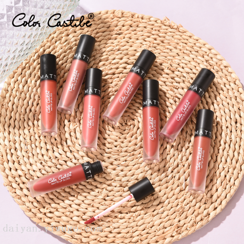 color castle foreign trade eight-color lipstick matte lip gloss makeup moisturizing and refreshing no stain on cup silky