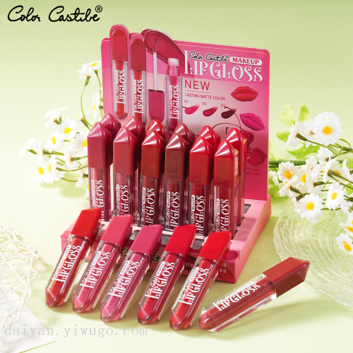 COLOR CASTLE 6色唇彩丝绒哑光质唇釉显色持久浓郁显色红色系
