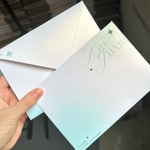 高级珠光纸信封明信片封套定制婚礼请帖邀请函包装纸烫金logo印刷