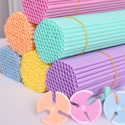 12pcs气球托杆加粗气球杆托马卡龙色气球棒气球杆子婚庆生日派对