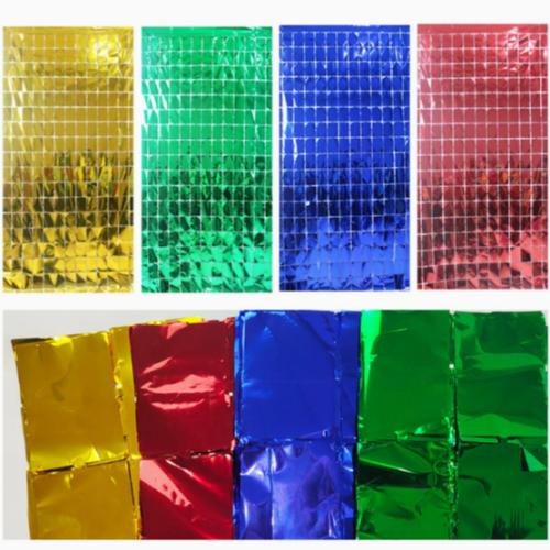 跨境新款1.6丝/2丝亮面方块雨丝帘 生日派对婚礼雨丝背景墙装饰