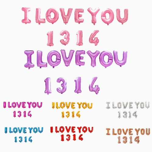 跨境热销ILOVE YOU字母套装铝膜气球情人节装饰布置婚房求婚气球