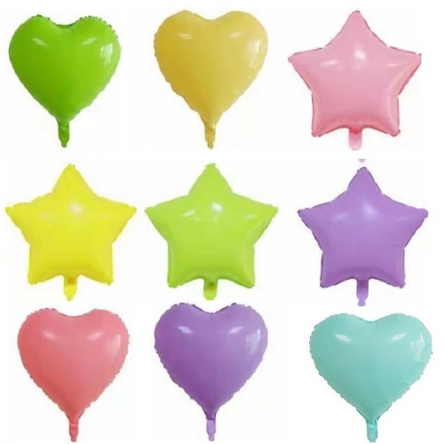 新款18寸马卡龙五角星爱心铝膜气球生日派对布置婚庆装饰星星批发