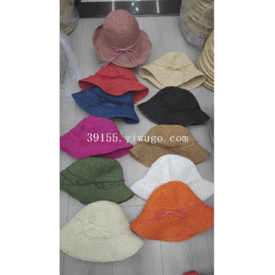 Foldable Hand-Woven Bucket Bucket Hat Hat Female Korean Summer Straw Hat Beach Hat Little Fresh Sun Hat