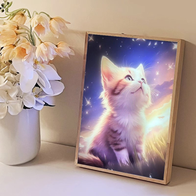 Creative Luminous Paint Bedroom Bedside Landscape Led Small Night Lamp Three-Color Ambience Light Sunshine Painting Ligh