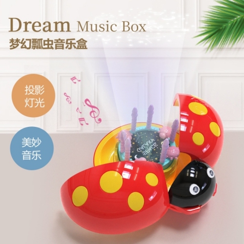 creative beetle light rotating music box children‘s day birthday small gift home desktop decoration jewelry box wholesale