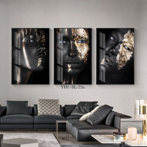 nordic american black beauty living room decorative painting bar hanging painting golden hat finger woman slightly luxury painting