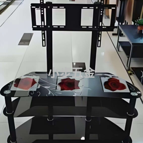 GlassTVstand钢化玻璃电视柜带挂架可移动显示器支架落地式电视机