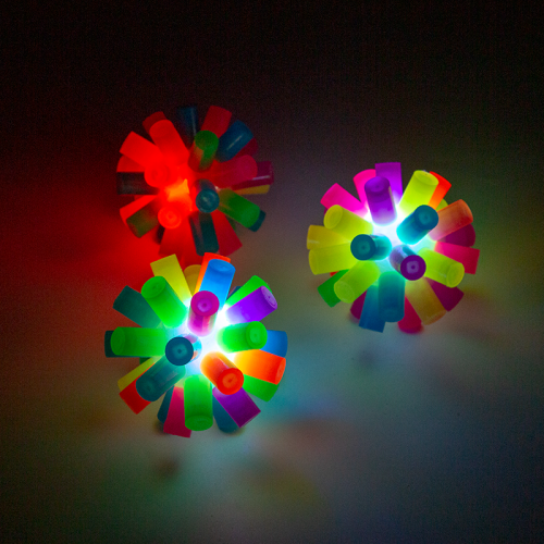 colorful cylindrical elastic ball geometric three-dimensional rainbow fireworks ball stall night market supply wholesale flash toys