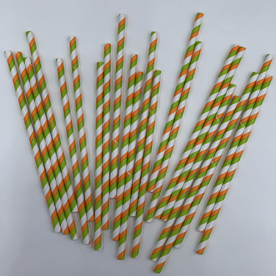[Junke] Eco Paper Straw Color Striped Drink Creative Glass Straw Color Art Straws