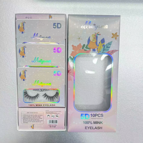 新款外贸5D热带镭射盒眼睫毛10盒装假睫毛欧美浓密款盒装假睫毛