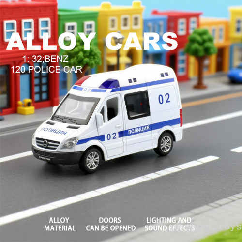 1：32 russian benz 120 police car simulation alloy car model car model metal toy car decoration toys