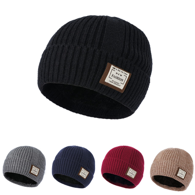 New Autumn and Winter Patch Woolen Cap Women's Korean-Style Thickened Warm Leisure Knitted Pullover Men's Knitted Hat