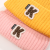 Winter New Baby Knitted Hat Candy Color Boys and Girls Fluffy Ball Cap Cloth Label K Warm Children Sleeve Cap