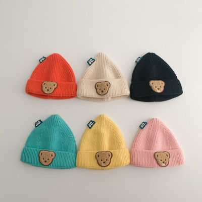 South Korea Baby Hat 2023 Autumn and Winter New Bear Ins Cute Baby Sleeve Cap Children's Knitted Hat