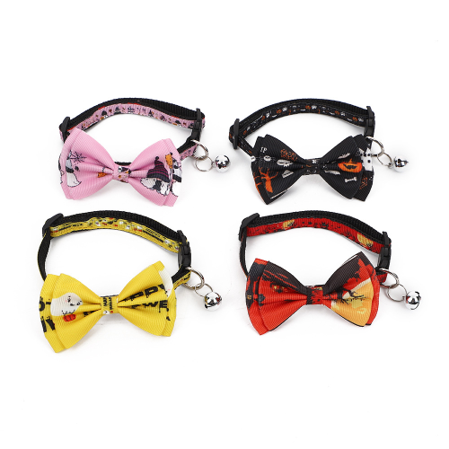 Pet Collars Halloween Series webbing Bow collars with bells