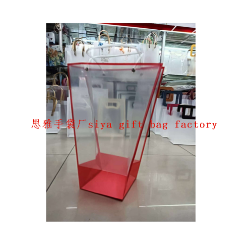 礼品袋花袋透明黑色波点手提袋梯形花束创意婚庆喜糖回礼袋