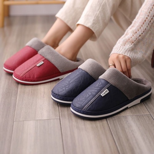 定制 新款室内棉拖鞋男防水居家女鞋厚底防滑保暖情侣韩版毛毛鞋