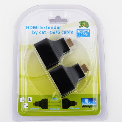 Hdmi Dual Network Cable Extender 30 M Hdmi to Rj45 Signal Amplifier Transmitter + Receiving a Pair of Black