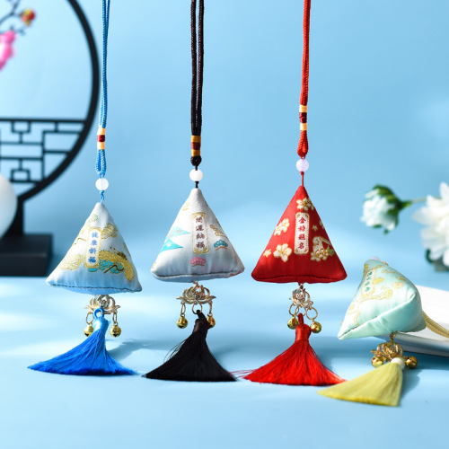 端午节流苏刺绣锦缎粽子香包成品批发复古风布艺车载祈福香囊挂件