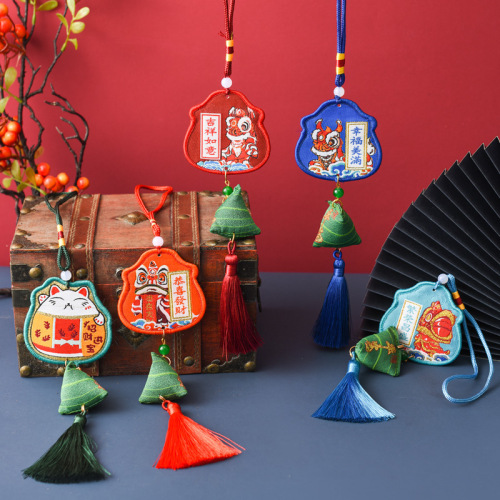 端午节新款刺绣艾草粽子挂件香包成品批发香囊车载的装饰创意手工