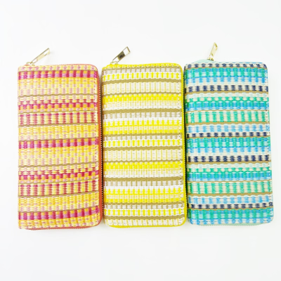 Hot Selling Woven Pattern Wallet Personality Retro Patchwork Zipper Bag Yiwu Factory Factory Direct Sales Storage Bag Gift