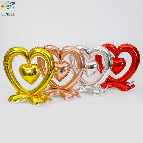 new hot sale standing heart-to-heart valentine‘s day chinese valentine‘s day gift decoration heart-to-heart standing love balloon self-sealing