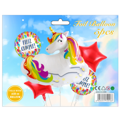 supply colorful star rainbow horse series pattern aluminum foil balloon birthday party