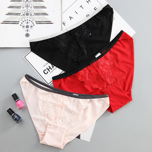 魔盒之谜 蕾丝内裤低腰性感女式内裤底档棉内裤梦幻红粉一件代发