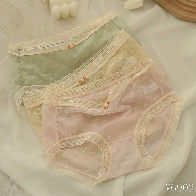 Mystery of the Magic Box Japanese Ultra-Thin Mid-Low Waist Transparent Soft Cosy Girl Lace Cotton Crotch Women's Briefs