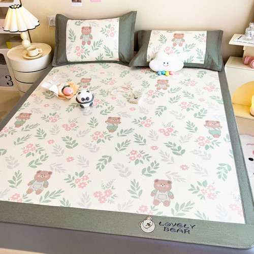 class a maternal and child grade ice rattan mat ice silk three-piece set of summer sleeping mat summer household air conditioner mat fitted sheet summer straw mat