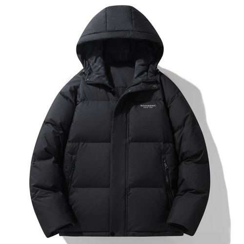 冬季羽绒服男士短款连帽情侣纯色宽松加厚上衣白鸭绒羽绒服潮流女