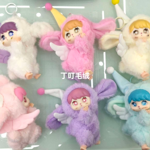 潮玩搪胶脸娃娃公仔小兔子挂件毛绒玩具掌中宝桌伴玩偶送女孩