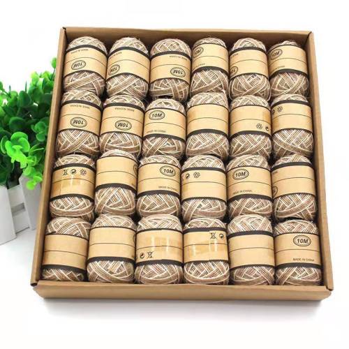 黄亚麻绳混色编织鱼丝织带 本色白边麻织带DIY蝴蝶结圣诞编织带