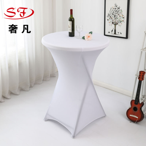 Elastic Table Cover Bar Cover Hotel Wedding Activity Restaurant Banquet Decoration Solid Color round Cocktail Table Cover Wholesale