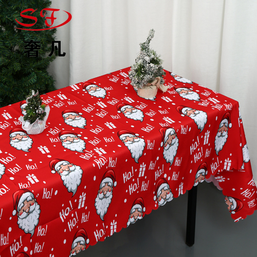 Cross-Border Christmas Square Tablecloth Christmas Cartoon Printing Polyester Tablecloth Festive Fabric Decorative Tablecloth Chair Cover