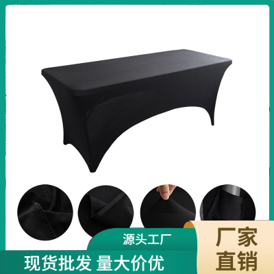Wholesale Ins Internet Celebrity High-End Hotel Restaurant Wedding Banquet Decoration Solid Color Polyester Square Tablecloth Elastic Table Cover