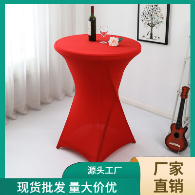 Cross-Border Stretch Cocktail Table Cover Hotel Wedding Celebration Decoration Cocktail Goblet Bar round Banquet Elastic Table Cover