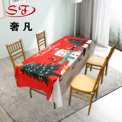 christmas printed tablecloth restaurant tablecloth light luxury square tablecloth jubilant decoration waterproof and oil-proof round tablecloth wholesale